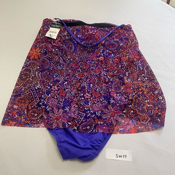 NWT Lauren Ralph Lauren Purple Flyaway Bandeau Swimsuit Bathing Suit Size 4 New - Picture 5 of 6